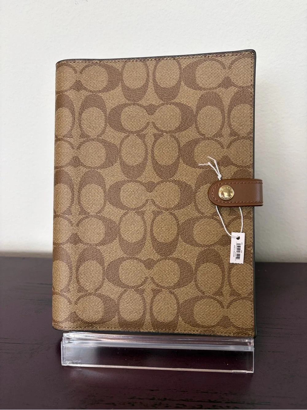 COACH Signature Canvas Notebook Cover in Brown/Tan